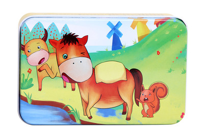 Ξύλινο παιδικό παζλ από 20 κομμάτια και με μεταλλικό κουτί