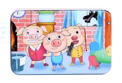 Ξύλινο παιδικό παζλ από 20 κομμάτια και με μεταλλικό κουτί