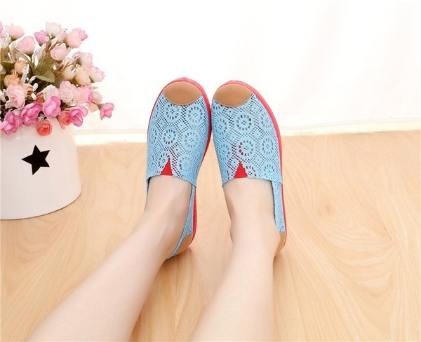 Mocasini casual dama din plasa in culori proaspete