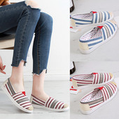 Mocasini de dama cu dungi in diferite culori