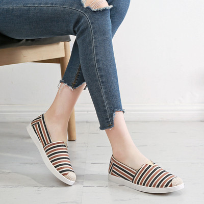 Mocasini de dama cu dungi in diferite culori