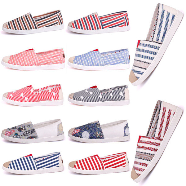 Mocasini de dama cu dungi in diferite culori