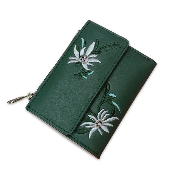 Portofel mic de dama cu broderie in diferite culori