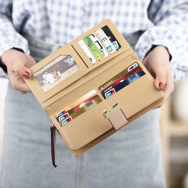 Női hosszú pénztárca négy színben díszítéssel