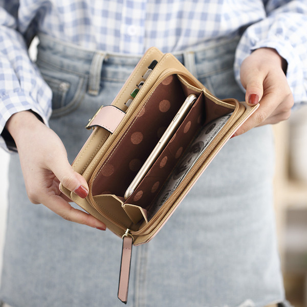 Női hosszú pénztárca négy színben díszítéssel