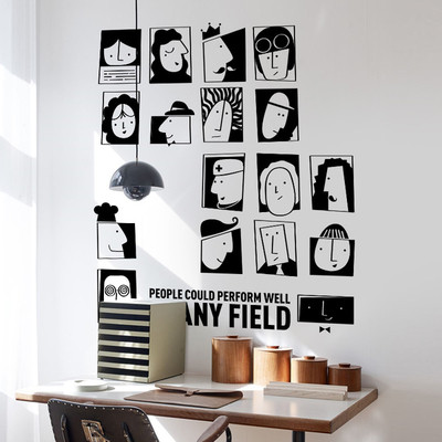 Wall stickers black and white cartoons