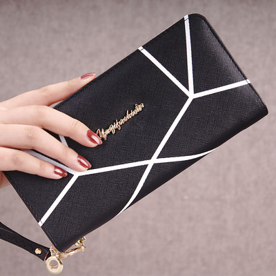 Дълъг дамски портфейл с метален надпис в пет цвята