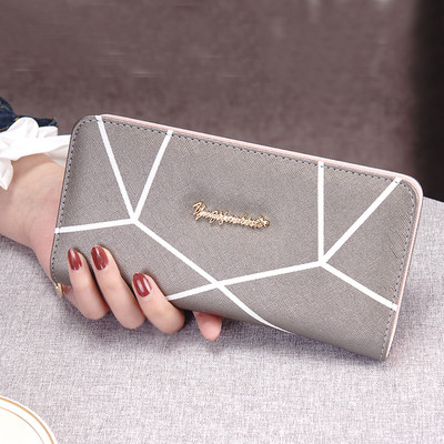 Дълъг дамски портфейл с метален надпис в пет цвята