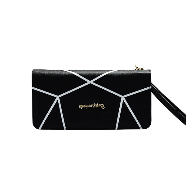 Дълъг дамски портфейл с метален надпис в пет цвята