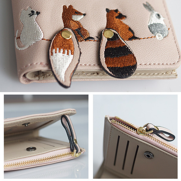 Portofel mic pentru femei de zi cu zi cu broderie în patru culori