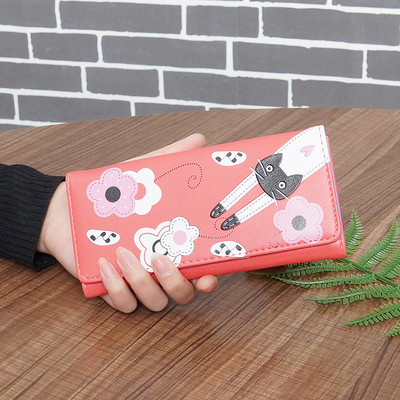 Γναικέιο  μακρύ πορτοφόλι με διαφορετικές εφαρμογές