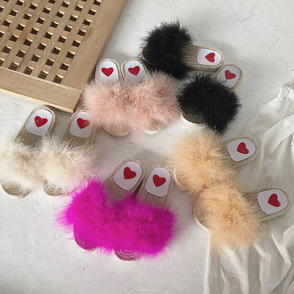 Papuci dama cu puf in diferite culori