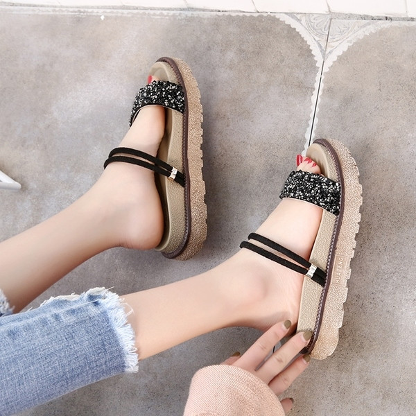 Papuci casual dama tip sandale in doua culori