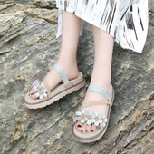 Sandale casual dama cu elemente florale in mai multe culori