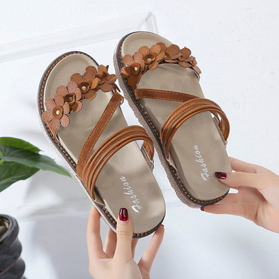 Sandale casual dama cu elemente florale in mai multe culori