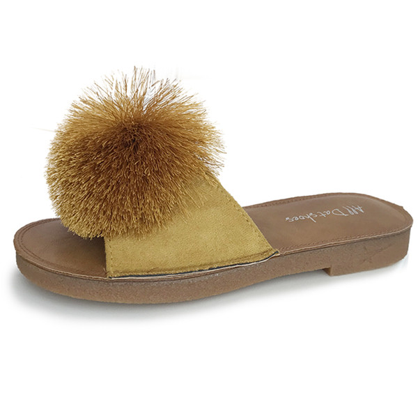 Papuci casual dama cu puf mare in trei culori