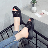 Papuci casual dama cu talpa inalta in doua culori