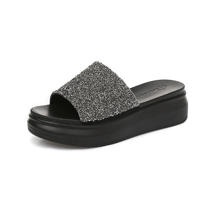 Papuci casual dama cu talpa inalta in doua culori