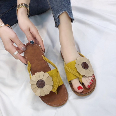 Дамски ежедневни чехли тип сандал с флорални мотиви