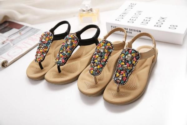 Sandale de dama cu pietre in doua culori