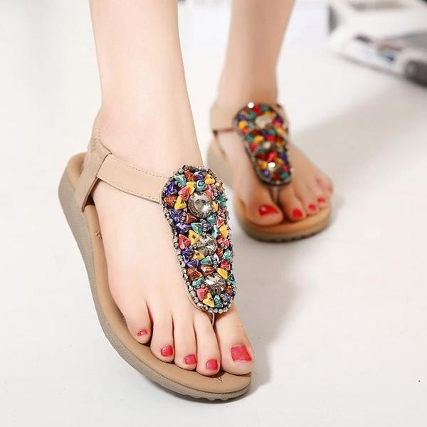 Sandale de dama cu pietre in doua culori