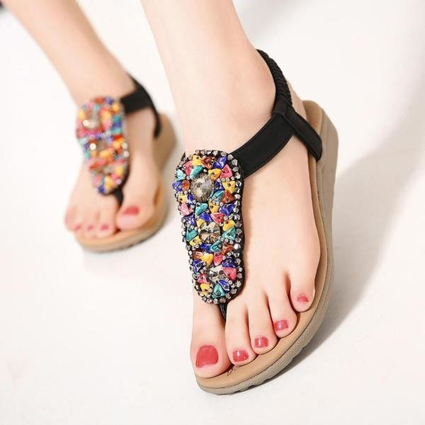 Sandale de dama cu pietre in doua culori