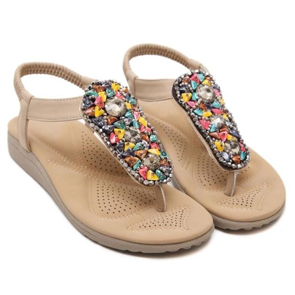 Sandale de dama cu pietre in doua culori