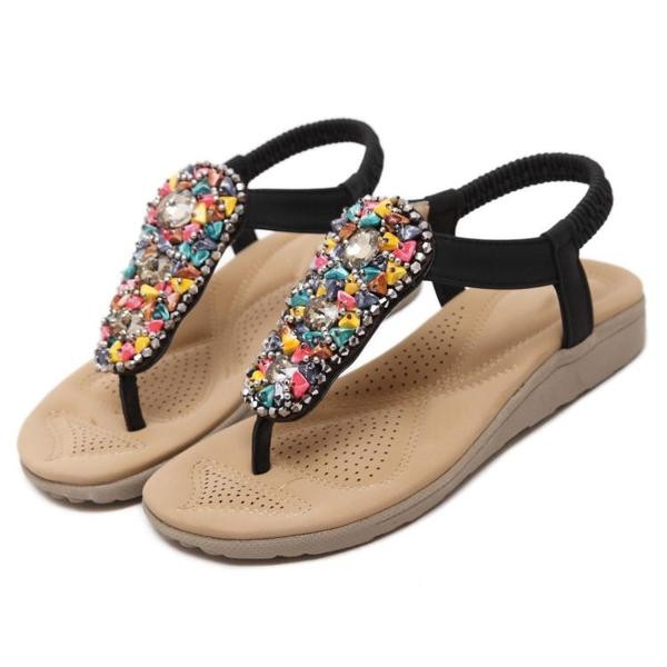 Sandale de dama cu pietre in doua culori