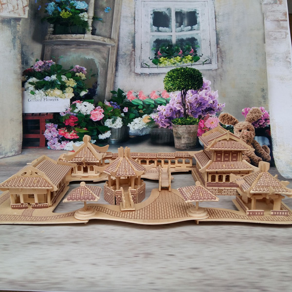 Nagyméretű fa háromdimenziós puzzle több modellben