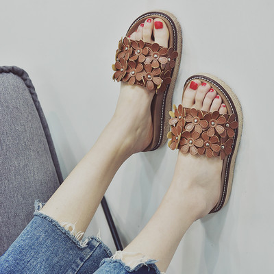 Papuci casual dama cu motive florale in diferite culori