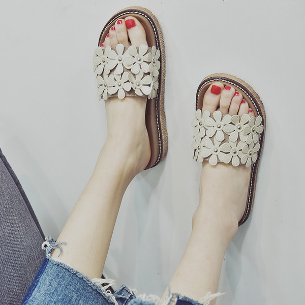 Papuci casual dama cu motive florale in diferite culori