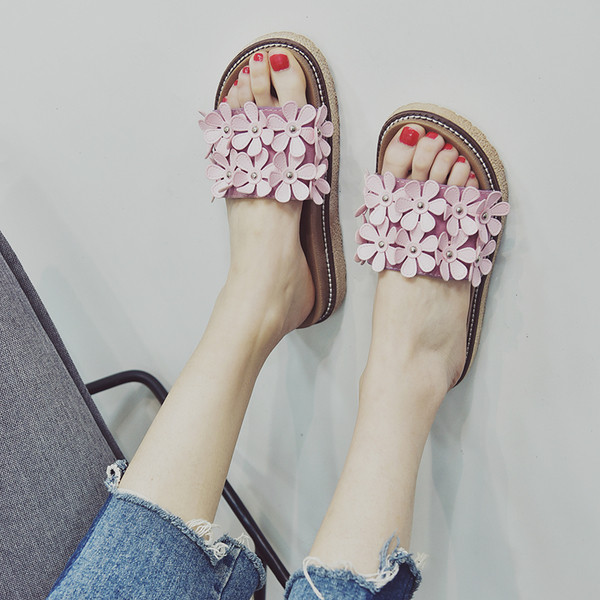 Papuci casual dama cu motive florale in diferite culori