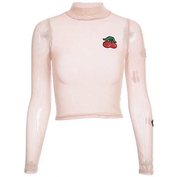 Bluză modernă din plasă pentru femei cu broderie