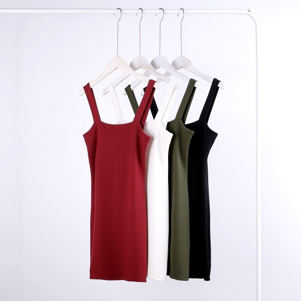 Rochie scurta de dama cu bretele subtiri in patru culori