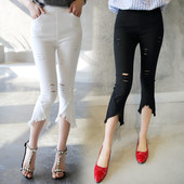 Jambiere dama rupte cu talie inalta in doua culori