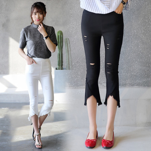 Jambiere dama rupte cu talie inalta in doua culori