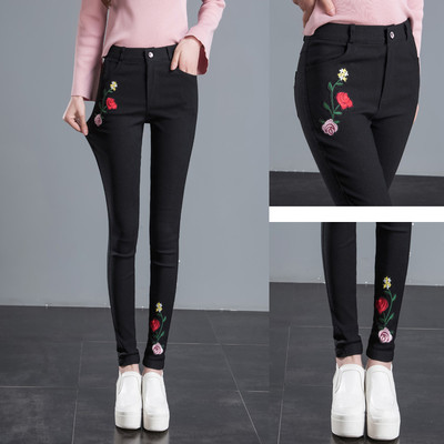 Jambiere de dama moderni in negru cu broderie