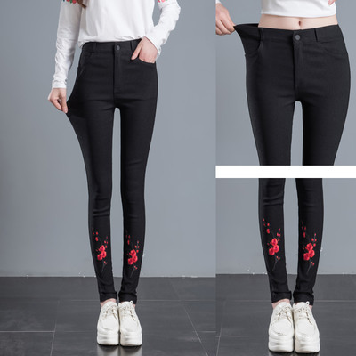 Jambiere de dama moderni in negru cu broderie