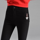 Jambiere de dama cu talie inalta de culoare neagra cu decor