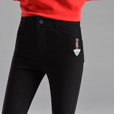 Jambiere de dama cu talie inalta de culoare neagra cu decor