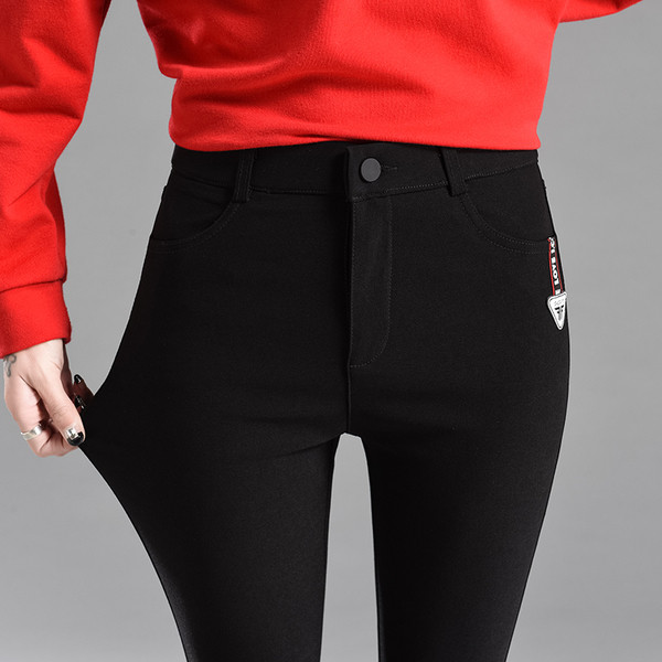 Jambiere de dama cu talie inalta de culoare neagra cu decor