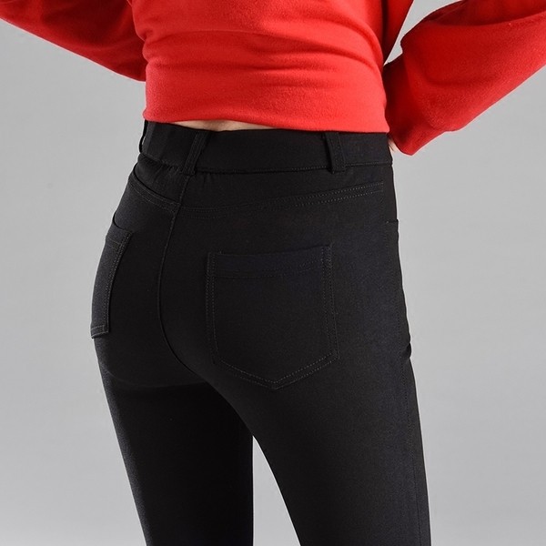 Jambiere de dama cu talie inalta de culoare neagra cu decor