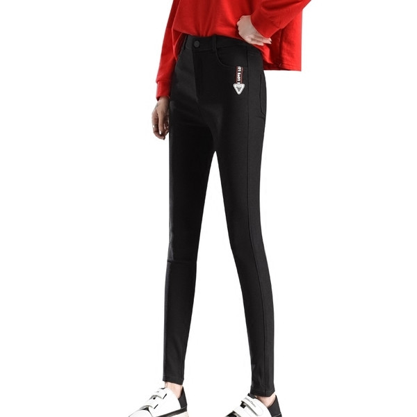 Jambiere de dama cu talie inalta de culoare neagra cu decor