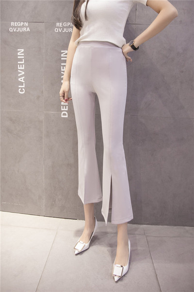 Модерен дамски клин с висока талия и цепки в три цвята