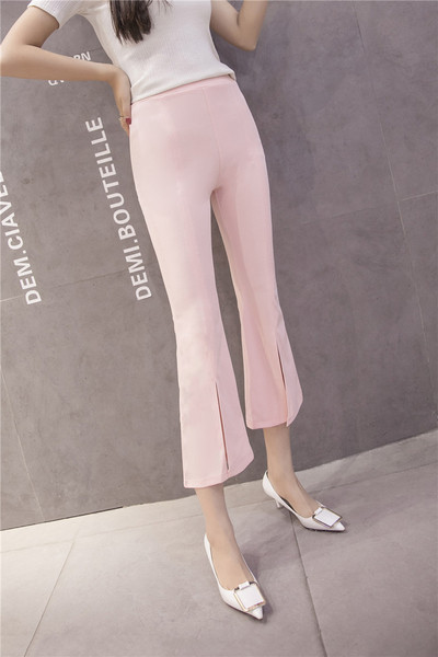 Модерен дамски клин с висока талия и цепки в три цвята