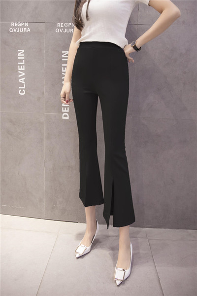 Модерен дамски клин с висока талия и цепки в три цвята