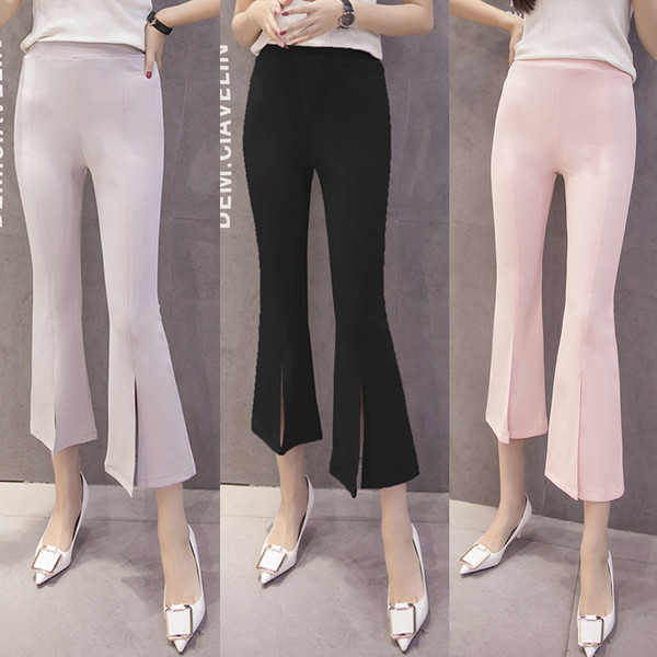 Модерен дамски клин с висока талия и цепки в три цвята