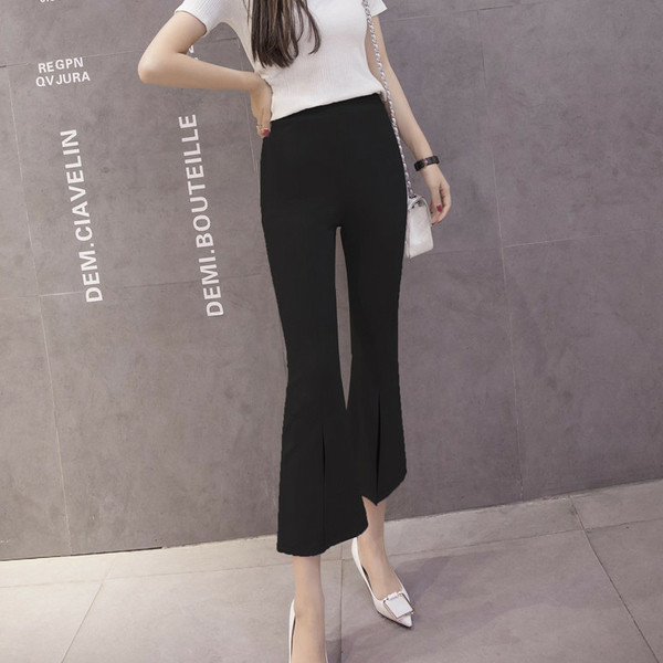 Модерен дамски клин с висока талия и цепки в три цвята