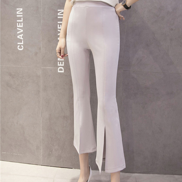 Модерен дамски клин с висока талия и цепки в три цвята