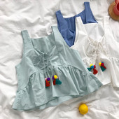 Maieu scurt de vară cu cravate în trei culori